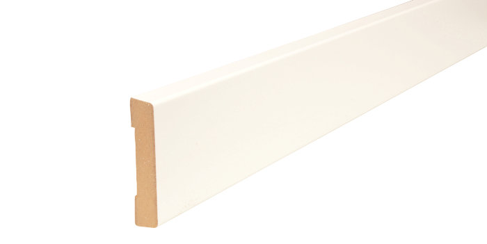 Indfatning glat MDF hvid - 14 x 65 mm x 2,2 meter